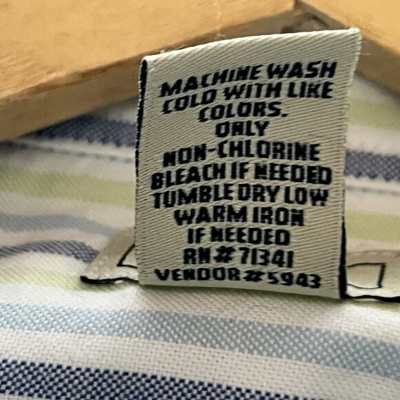 LL Bean Oxford Shirt Womens Large Pastel Striped Cotton Button Down Collar - Picture 11 of 12